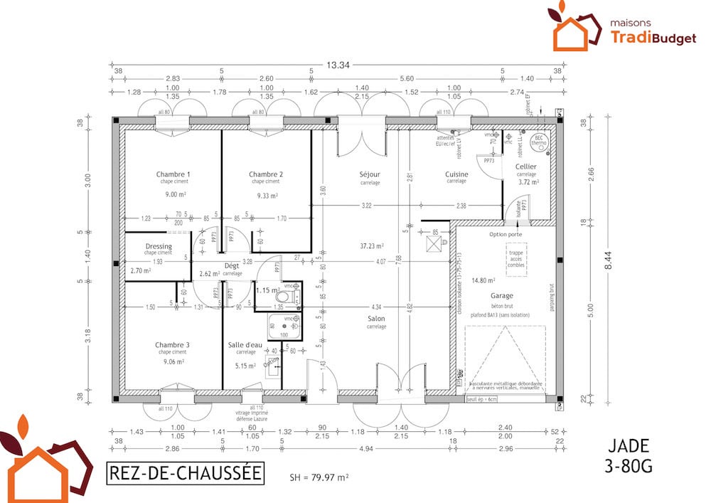 Modele Maison Styl Habitat JADE plan rdc 3-80G