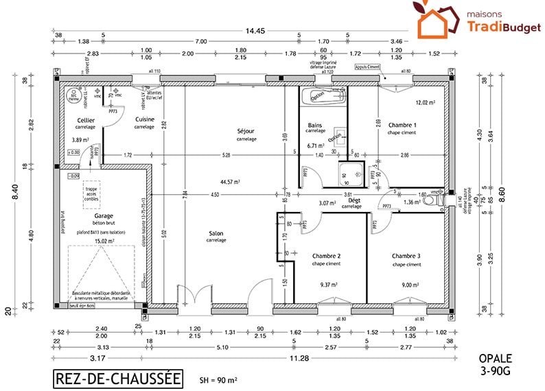 Tradibudget maison rdc OPALE 3-90G15