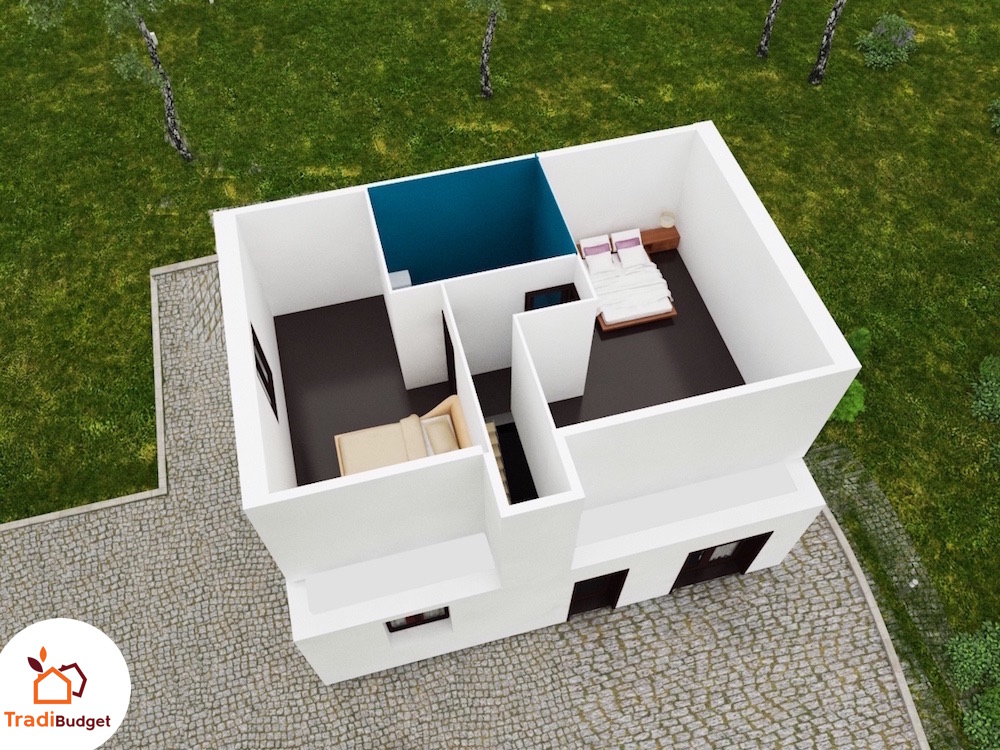 plan 3D maison traditionnelle city cosy etage